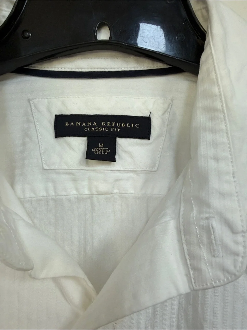 Banana Republic Men's Vintage White Subtle-Striped Cotton Dress Shirt M